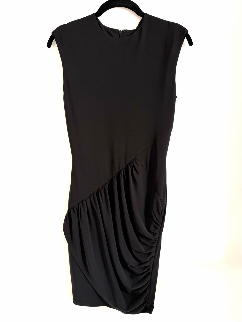 NWT Elizabeth and James Black “Warren” Sleeveless Ruched-Front Midi Dress XS
